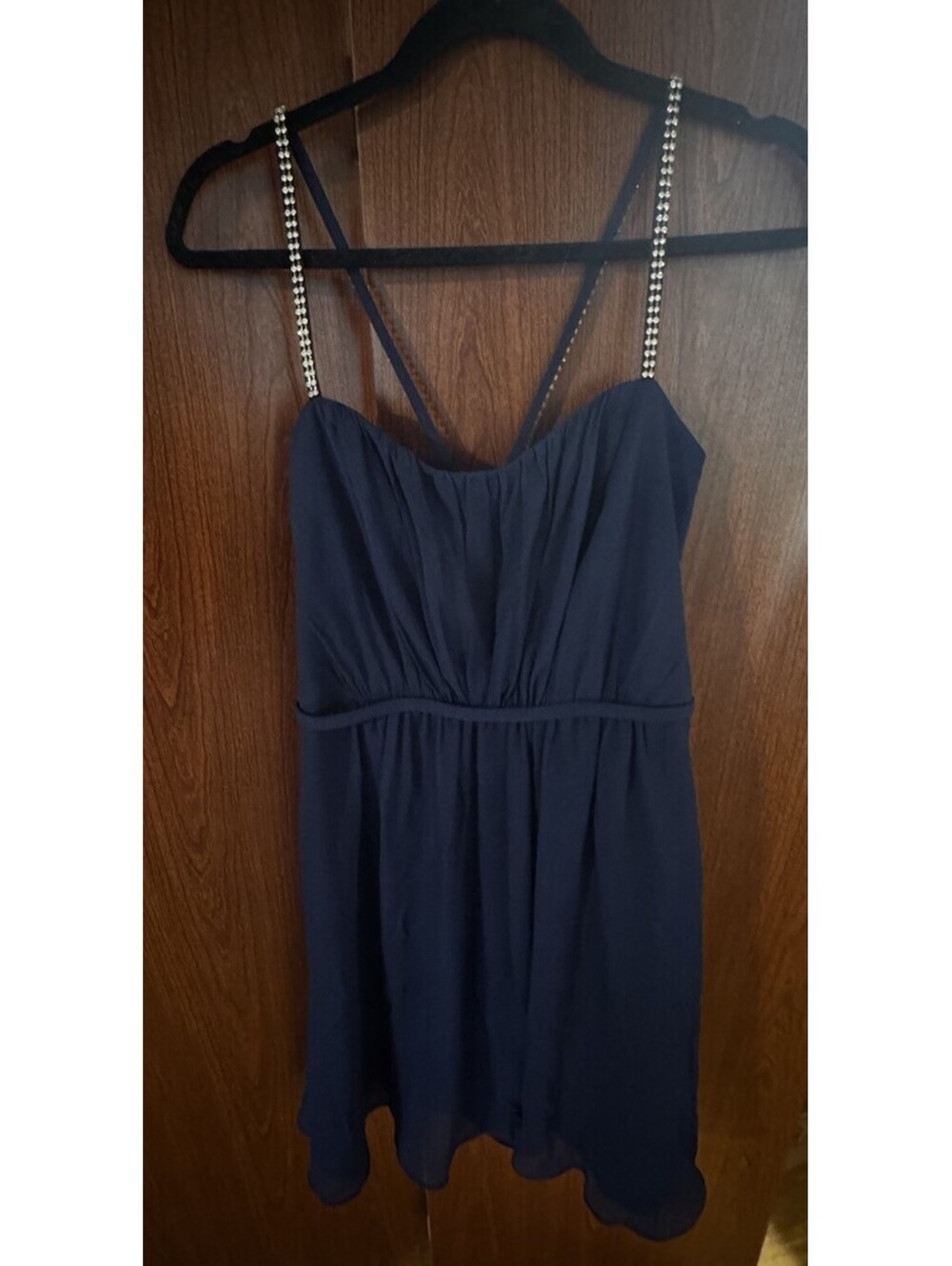 David’s Bridal Size 6 Marine Blue Beaded Strap Homecoming Formal Dress NWT